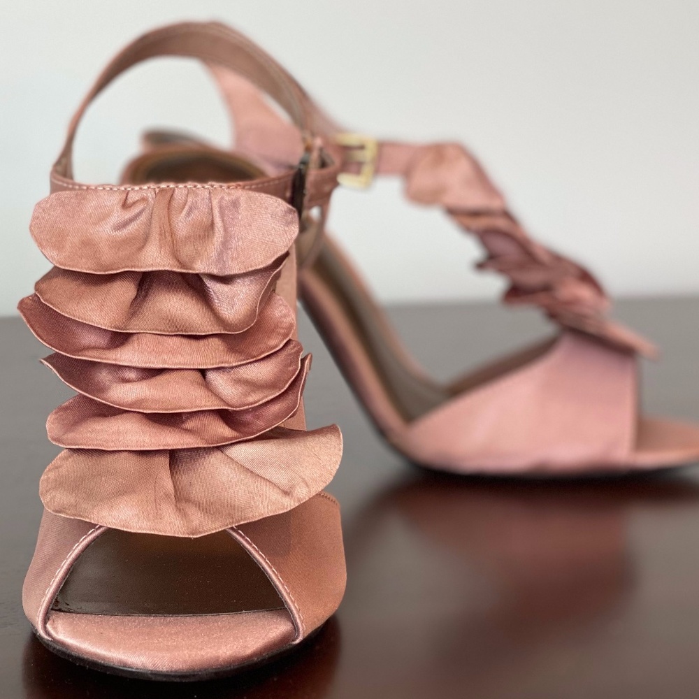 Kelly & Katie Ruffle Rose Gold Heel